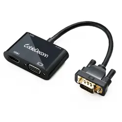 CableDeconn VGA 15 Pin к VGA HDMI 2в1 адаптер для настольного ноутбука VGA Видеокарта с Micro USB кабель питания и аудио 3,5 мм