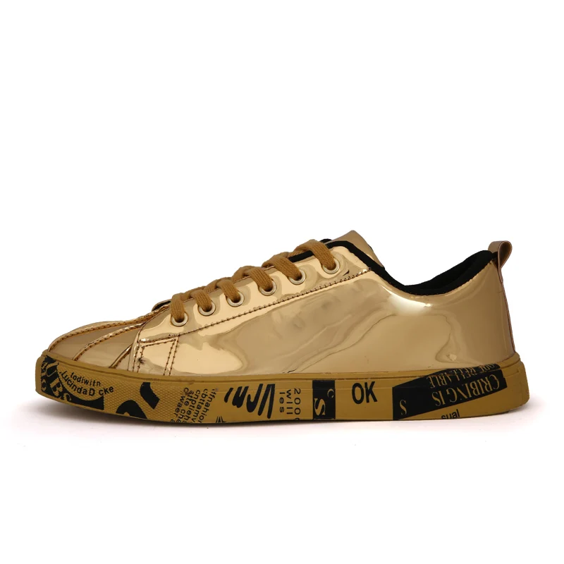 Мужская и женская обувь унисекс; золотистая обувь для скейтбординга; высокие кроссовки; спортивная обувь в стиле хип-хоп; прогулочная обувь; Уличная обувь; chaussure homme - Цвет: Золотой