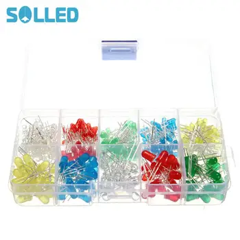 

SOLLED 3MM Round Head LED Transparent Long-foot Highlight Light Emitting Diode 300PCS/Set