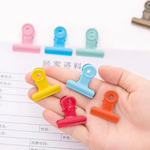 

Candy Color 5pcs/lot Vintage Metal File Bill Paper Clips Document Binder Ticket Paper Clip Clamp Office School Stationery