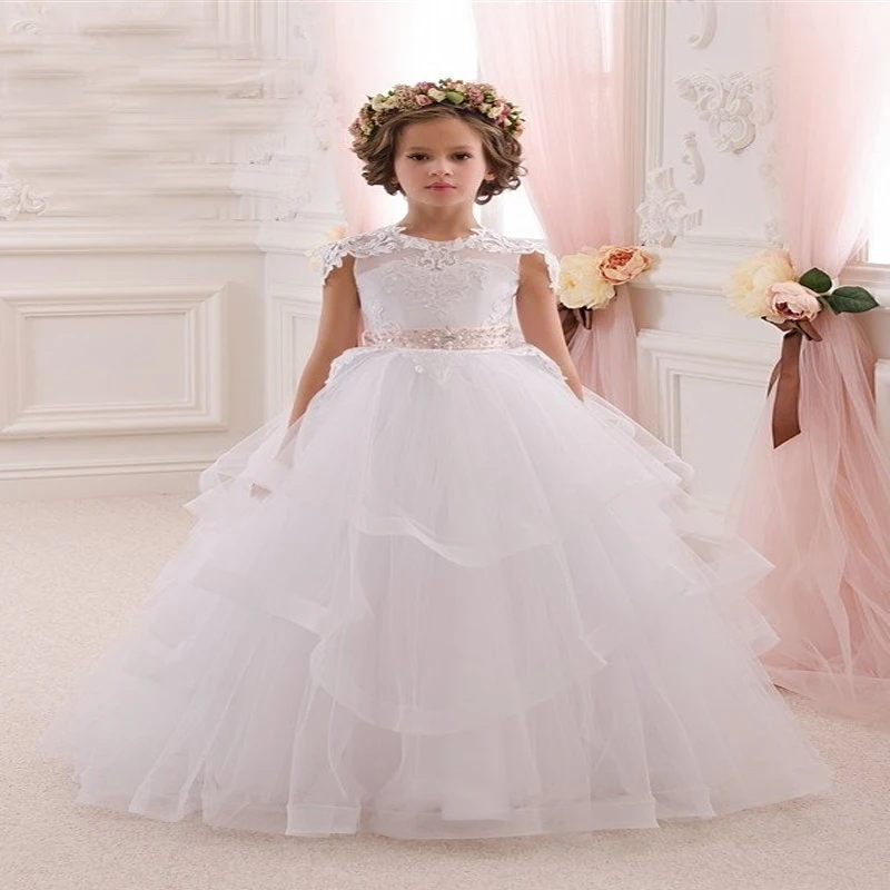 Sleeveless Flower Girls Dresses for Wedding A line Long Graduation Gowns Children Lace Mother