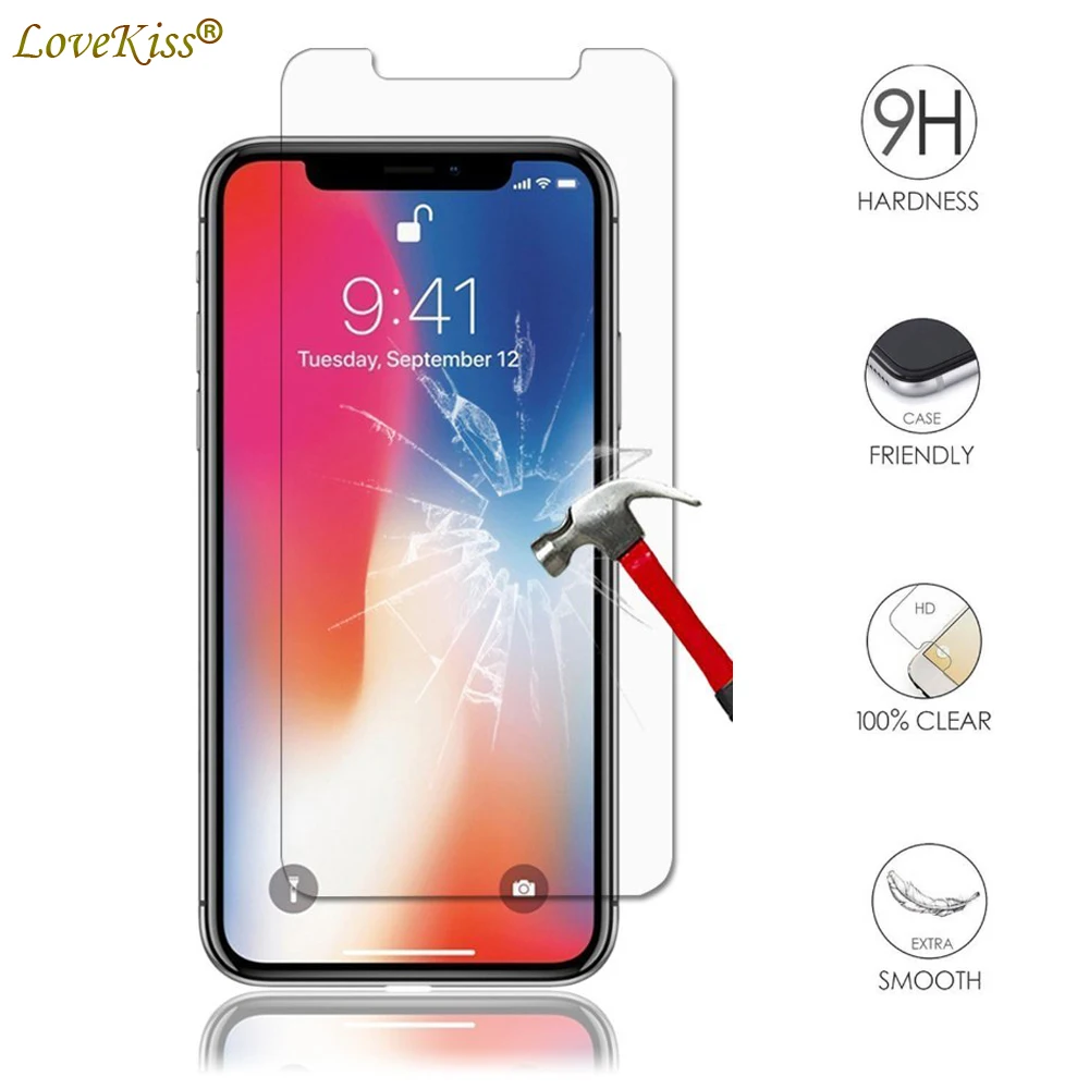 9H Tempered Glass Film For iPhone XR XS Max X 8 7 7Plus 6 6S Plus 6sPlus 4 4S 5 5C 5S SE 8Plus