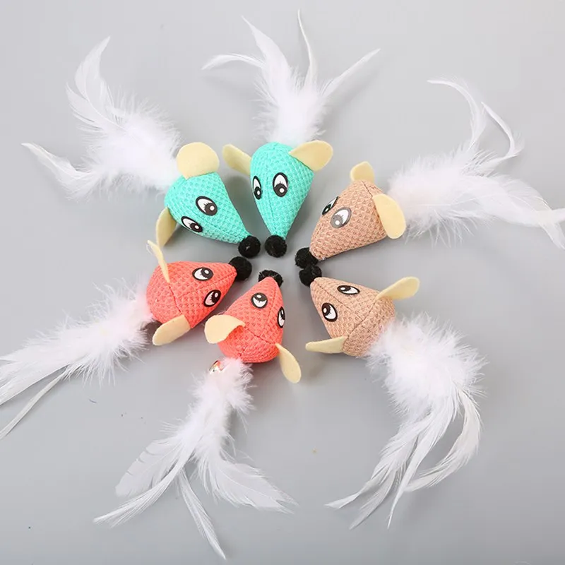 Новая игрушка животное плюшевая жевательная игрушка с кошачья мята Кот чистые зубы тренировочный инструмент для домашних животных кошка цветная мышь голова с перьями Забавный