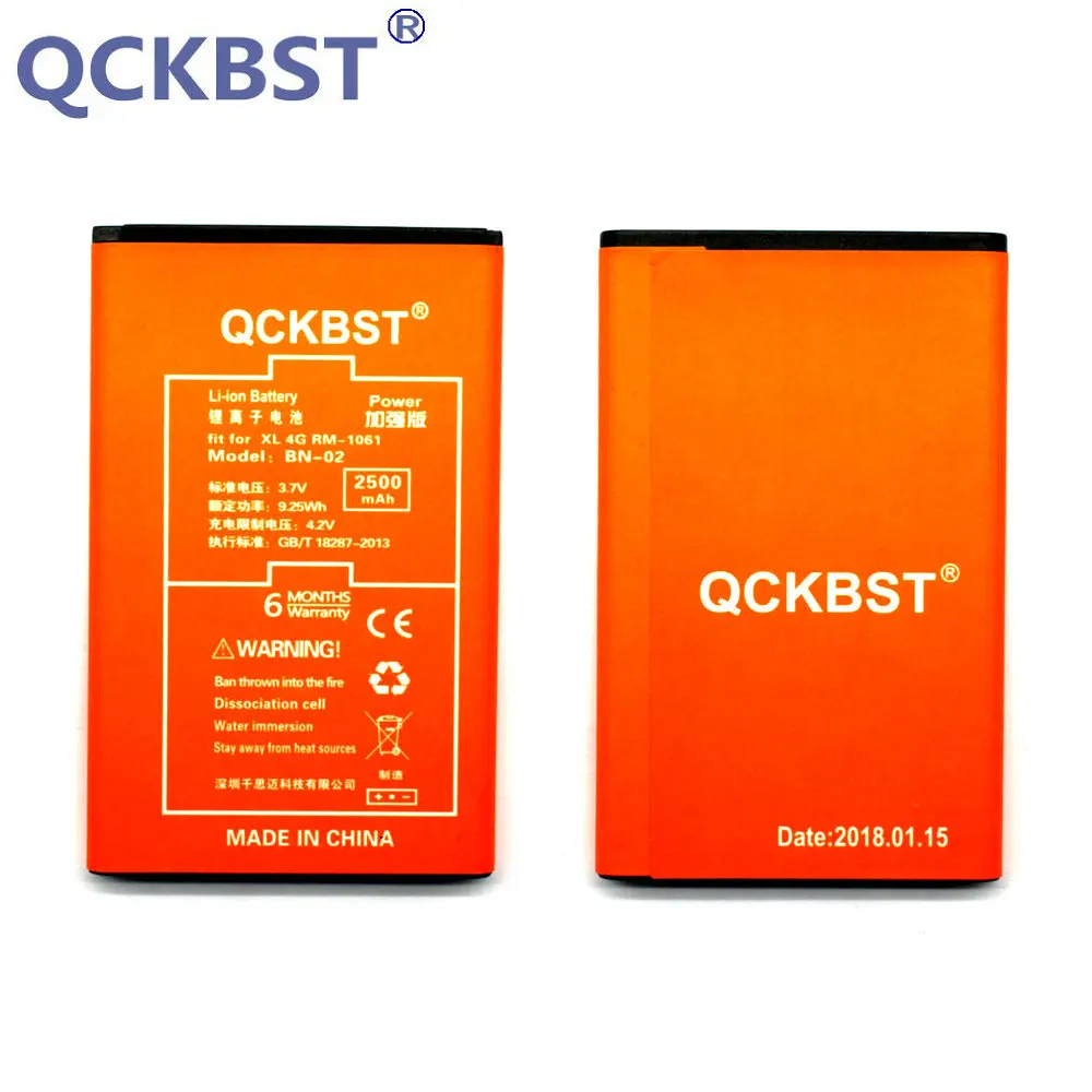 

New BN-02 BN02 2500mAh 3.7V Phone Replacement Battery For Nokia XL / XL 4G RM-1061 RM-1030 RM-1042 RM 1061 + Tracking Code