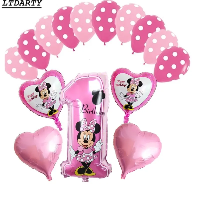 

15pcs Mickey Minnie Mouse Number Foil Balloons Star Heart Helium Latex Globos Baby Shower Birthday Party Decor Supplies KidsToys