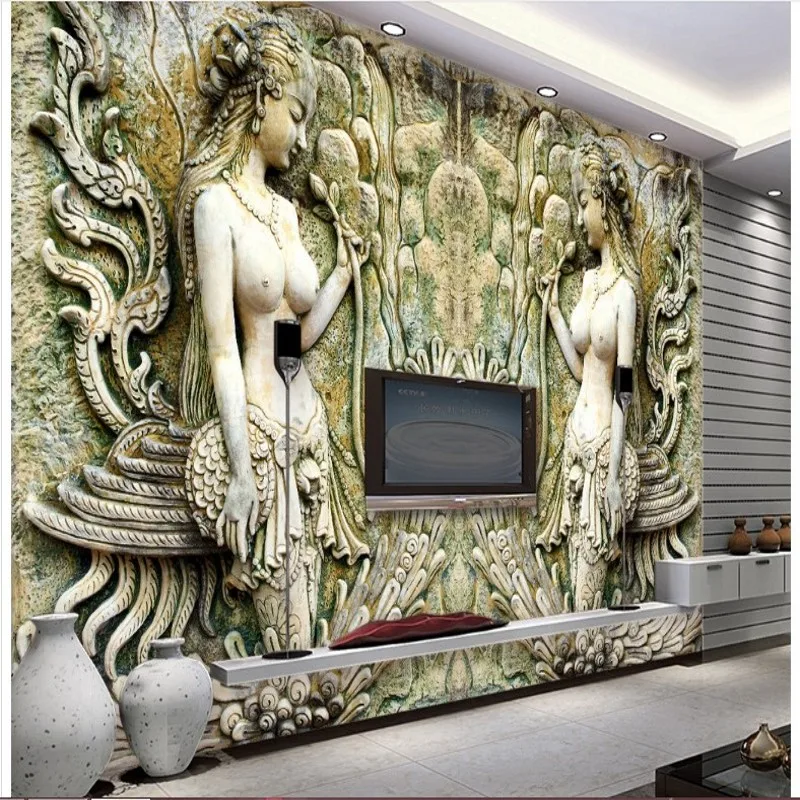 

beibehang Susan personalized custom Jingya fairy relief murals TV backdrop mural wallpaper over environmental perspective