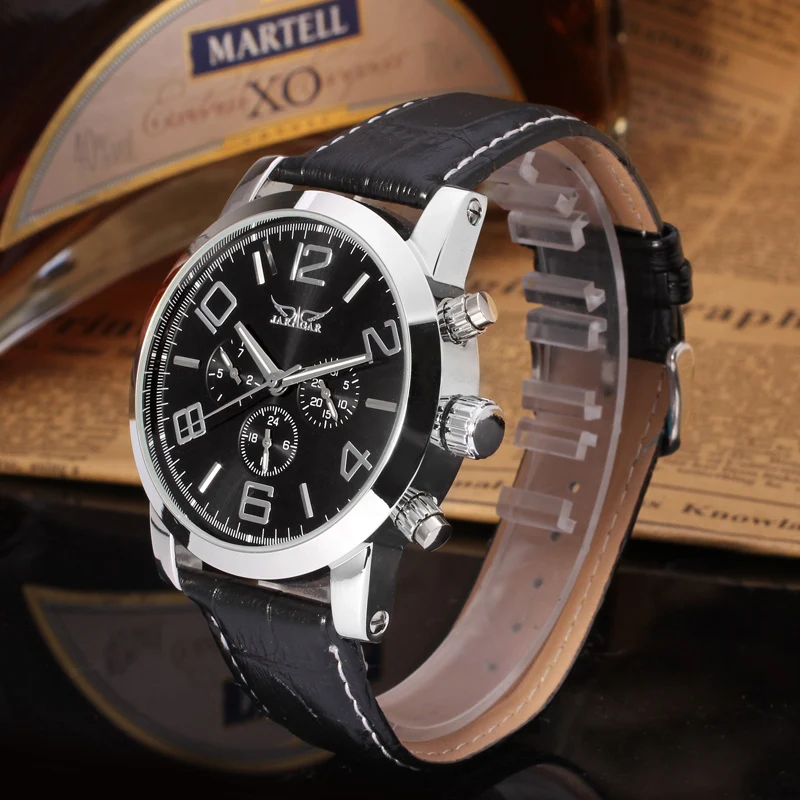 

Luxury Automatic Mechancial Watches Men's Date Week Multifunction Watch Leather Strap Automatic Self Wind Men Wristwatches