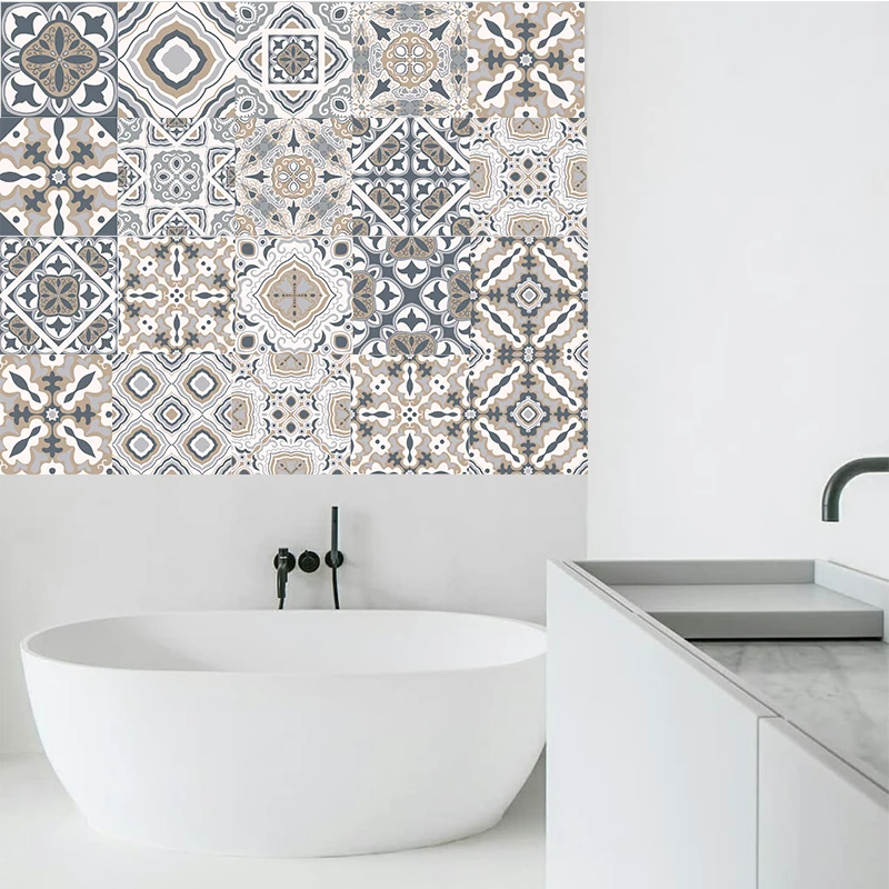 Arabic Retro Tile Stickers For Kitchen Bathroom PVC Self Adhesive Wall Stickers Living Room DIY Decor Wallpaper Waterproof Decal Arabic Retro Tile Stickers For Kitchen Bathroom PVC Self Adhesive Wall Stickers Living Room DIY Decor Wallpaper Waterproof Decal