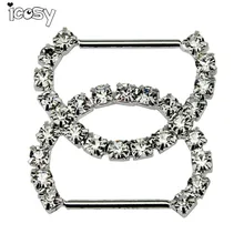 

10Pcs Silver Cross Semicircle DIY Decorative Rhineston Buckles Diamond Buttons Invitation Ribbon Slider For Wedding Decor Supply
