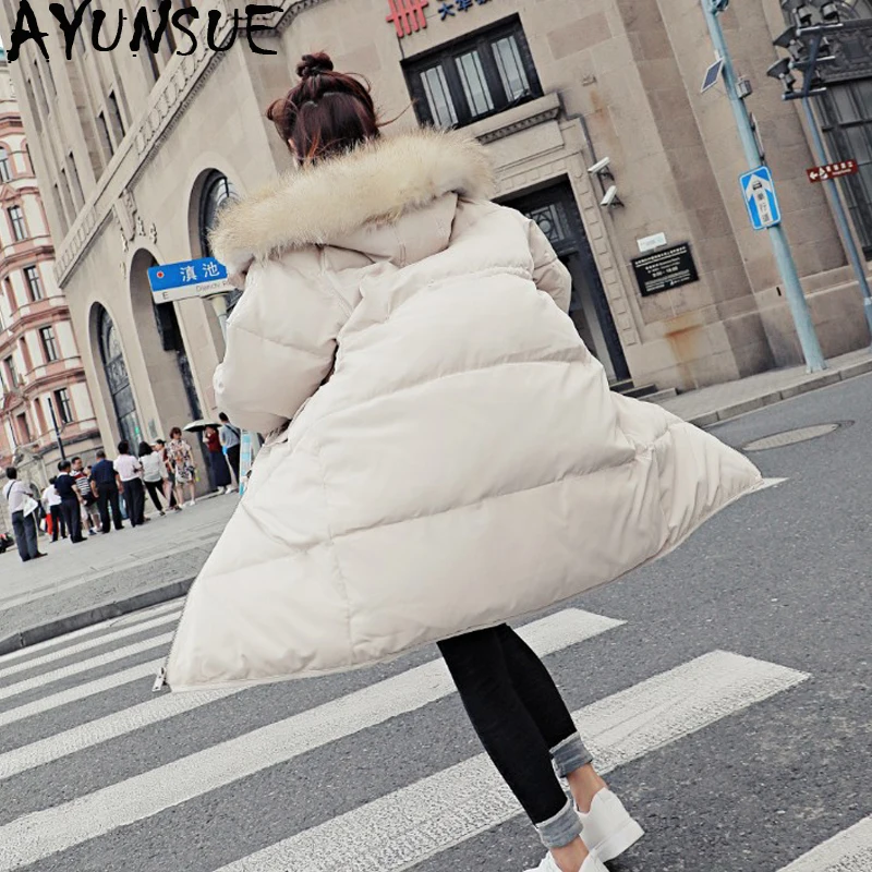 

AYUNSUE 2019 New Duck Down Jacket Woman Hooded Winter Coat Women Korean Loose Thick Long Parka Coats Chamarras De Mujer KJ454