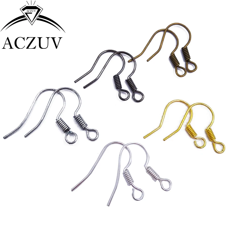 

Wholesale 2000pcs Spring Earring Hooks Earwires Jewelry Findings Silver Gold Antique Bronze Copper Gunmetal Black