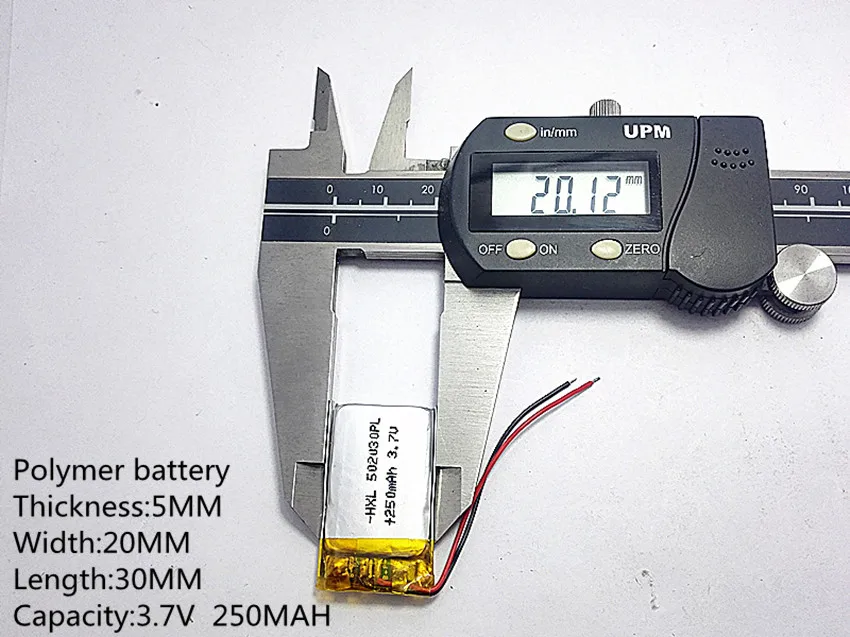 

100pcs 3.7V 250mAh 502030 Lithium Polymer Li-Po li ion Rechargeable Battery cells For Mp3 MP4 MP5 GPS mobile bluetooth