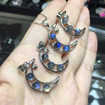 

1pcs Fashion Chakra Pendants Natural Labradorite Stone Crescent Moon Pendants