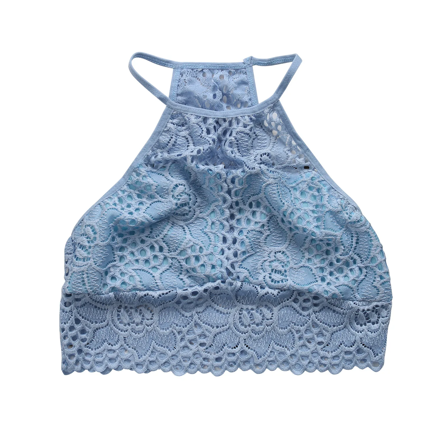 

New Summer Women Sexy Halter Tank Tops Vest Sleeveless Crop Tops Sexy Womens Lace Floral Short Camisoles