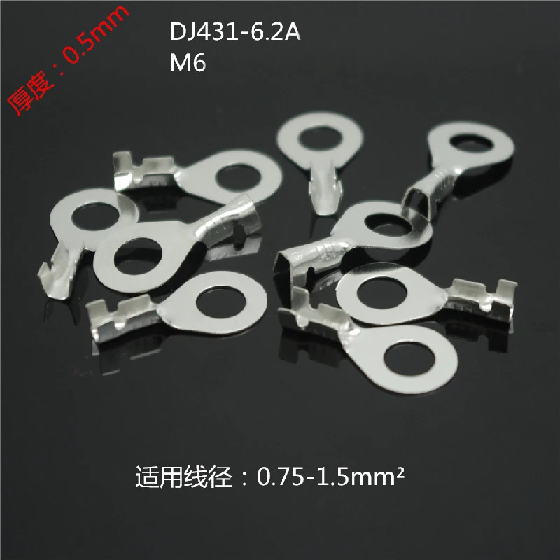 

6.2 Circular Terminals Cold Press Terminals M6 Lugs Copper Opening Nozzles Bare Tip DJ431-6ABCD