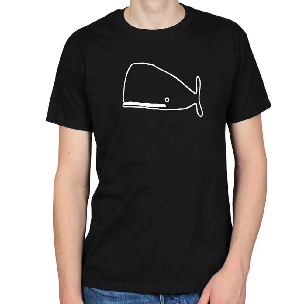 CARTOON WHALE Illustration Art Jonah Sea Nautical Blue Nature Doodle T