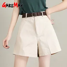 Garemay женские хлопковые шорты с поясом винтажные корейские женские белые джинсовые шорты с высокой талией для женщин повседневные свободные шорты