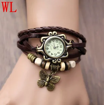 

free shipping DHL 100pcs/lot 11colors wholesales hot sales good quality Fashion casual women Retro Butterfly Bracelet wristwatch
