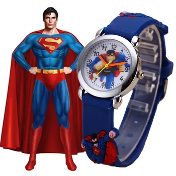 

Children's Watches 3D Superman Cartoon Watch Casual Boys Sports Quartz Watches Kids Wristwatch Clock relogio montre enfant saat