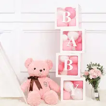 Alphabet Name Transparent Packing Box Birthday Balloon Box Wedding 1st Birthday Party Decor Kids Latex Balloon Baby shower Girl