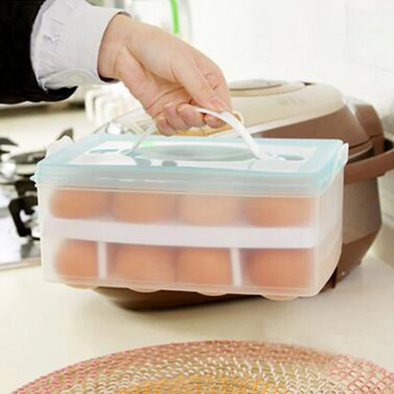 Креативная двухслойная ручная коробка для хранения яиц большой кухонный