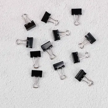

Black Metal Binder Clips Notes File Letter Paper Clip Photo Binding Stationery Accessories Office Supplies 12Pcs 15mm