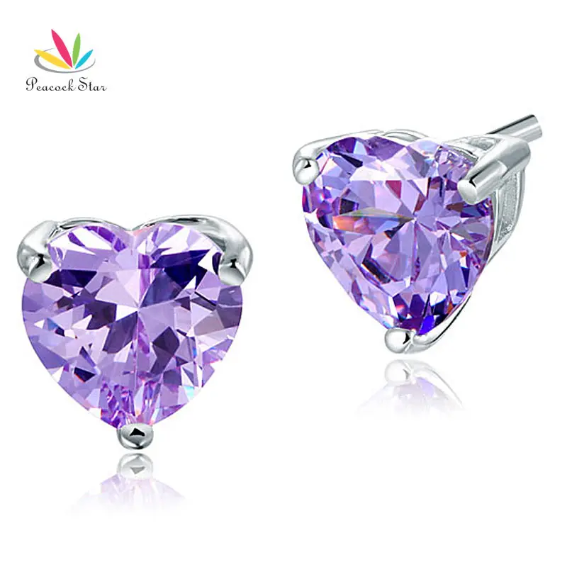 Pea Star Bridal 4 Carat Heart Cut Purple Stud 925 Sterling Pea Star Bridal 4 Carat Heart Cut Purple Stud 925 Sterling Silver Earrings Jewelry Cfe8121 In From Accessories On Aliexpress