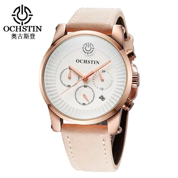 

Fashion Men's Wrist Watch Sport Quartz Movement Watch Luminous Calendar Display Leather Strap Chronograph Watch Waterproof