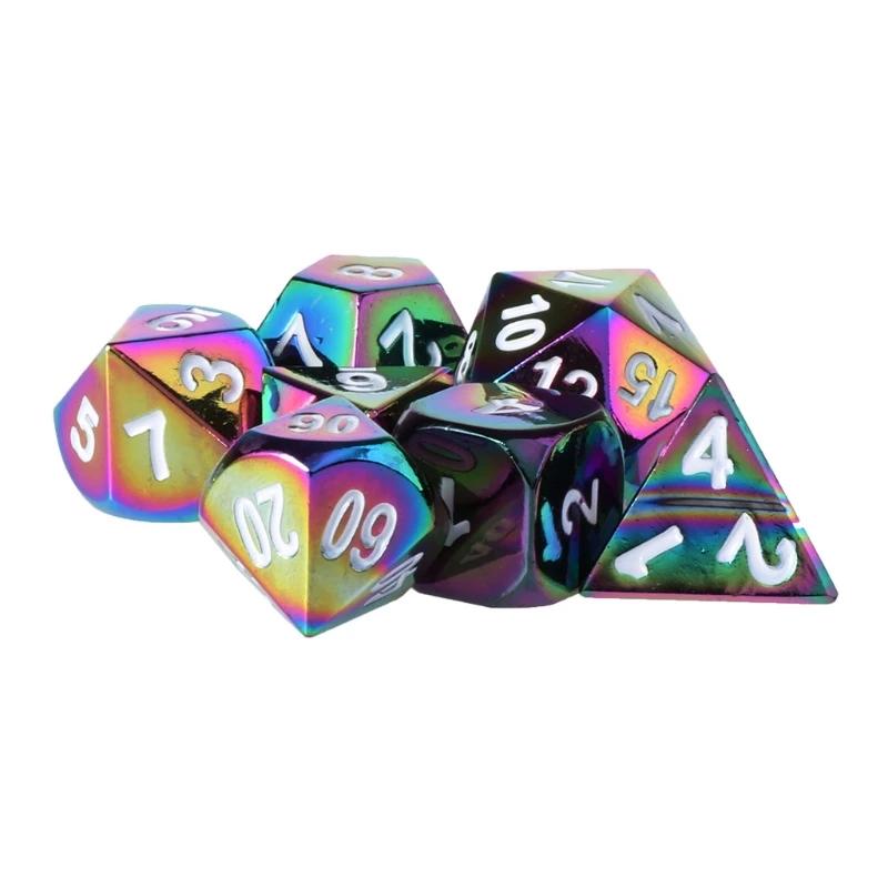

High Quality 7Pcs Rainbow Metal Polyhedral Role Playing Game Dice DND RPG MTG