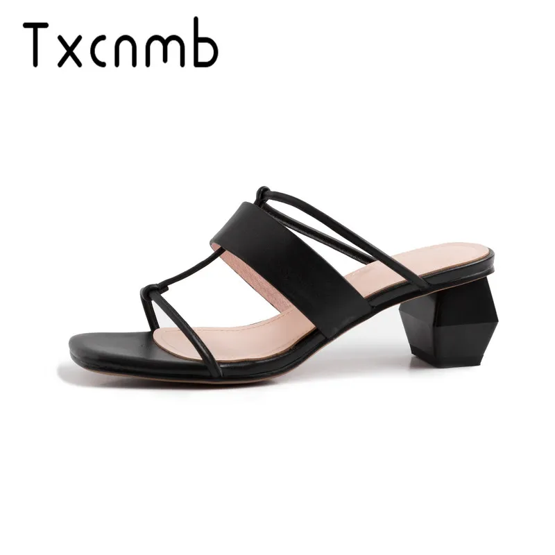 

TXCNMB Shoes Woman 2019 Wedding New Fashion Genuine Leather Women Sandals Summer Lady Dress Shoes Woman White Apricot Sandals