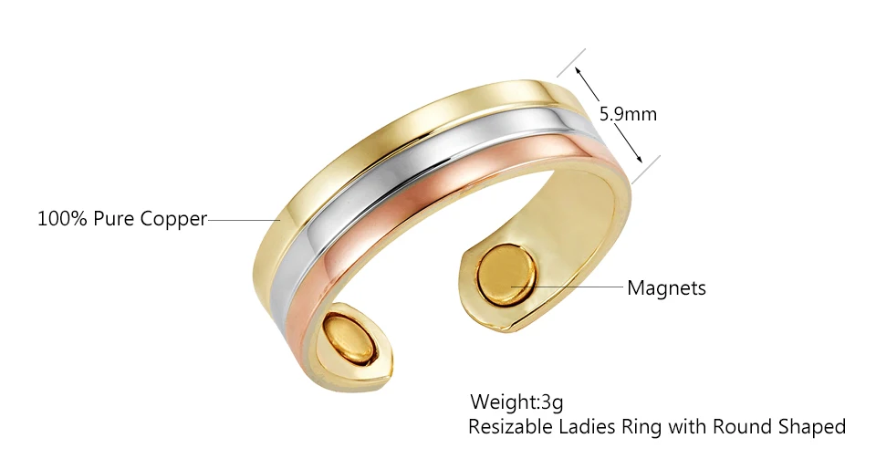Red Copper Magnetic Ring - Gold