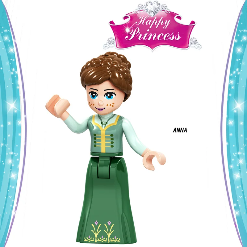 Disney Princess Legoings Figures Friends Frozen Anna Elsa Mermaid Ariel Snow White Aurora Building Blocks Bricks Toys Model Gift