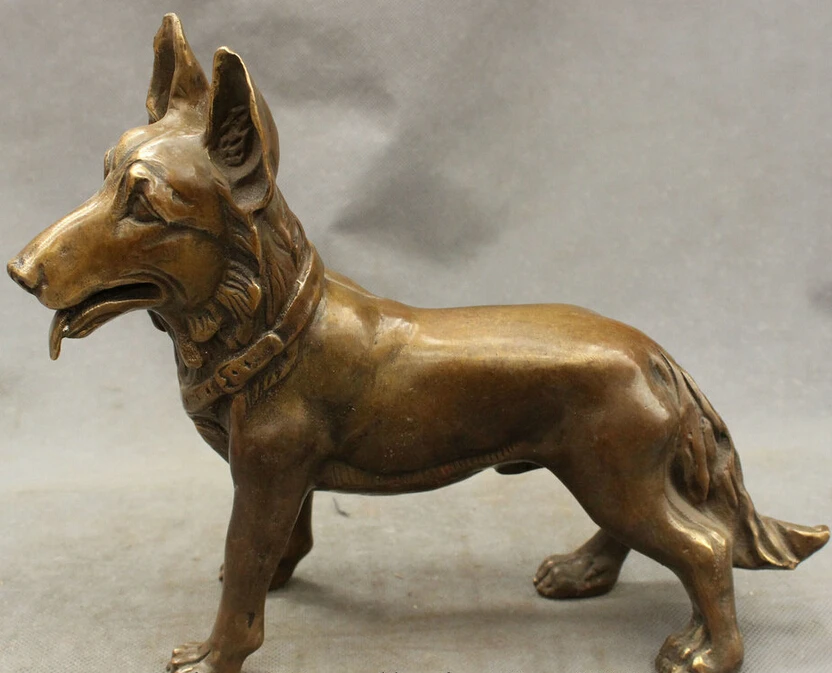 

song voge gem S3447 10" Folk Chinese Bronze Copper FengShui Guard Honest Year Zodiac Dog Statue Set
