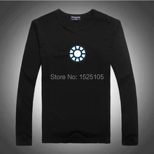 С длинным рукавом Наивысшее качество и горячей продажи Мстители Железный человек LED Футболка EL футболки 3 вида конструкций для вечеринки с помощью LED футболка