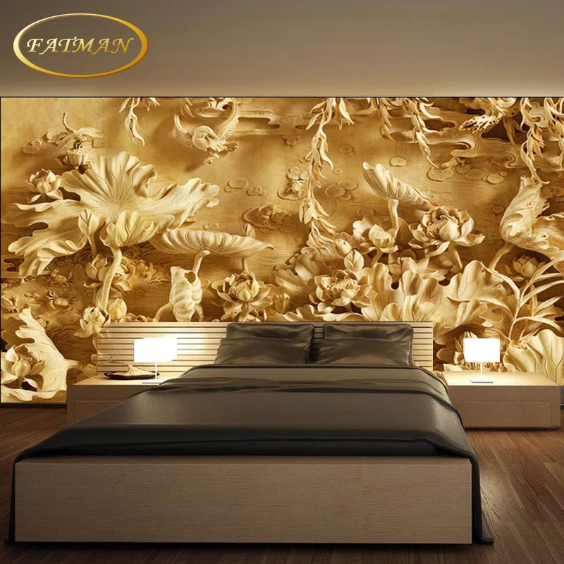 

Custom 3D photo wallpaper carvings pond landscape wallpaper bedroom living room TV wall wallpaper for walls 3d papel de parede