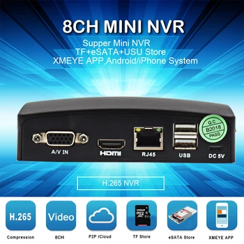 

Newest 8CH MINI NVR CCTV NVR Network H.265 5MP video Recorder for CCTV Camera IP Camera Cloud P2P eSATA TF USB Remote Control