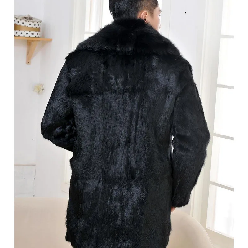 FURSARCAR/новое черное пальто оптовая продажа роскошное натуральное из кроличьего