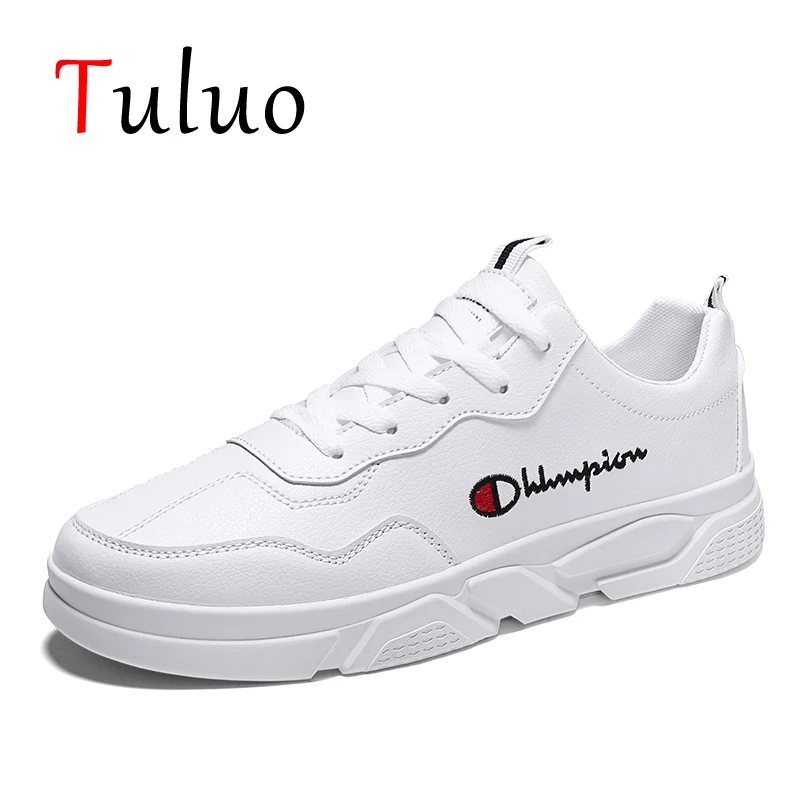 

TULUO Classic Men Skateboarding Shoes Summer Breathable Comfortable Low Top Lace Up Anti-Slippery White Male Sneaksers Walking