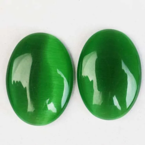 2 шт./лот) натуральный смешанный камень овальный кабошон 25x18x6 мм yl061802 - Окраска металла: green Cat Eye