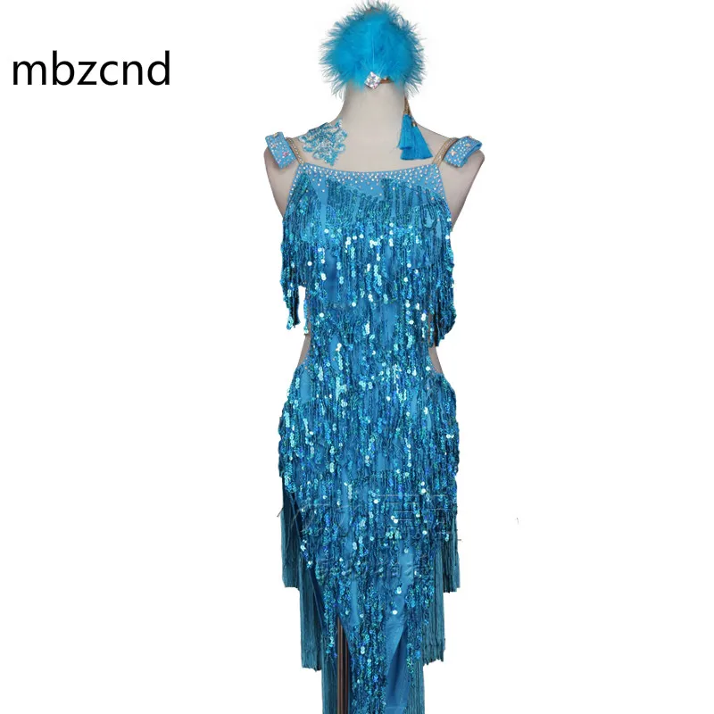 Shiny Latin Dans Jurk Vrouwen Custom Lange Sequin Jurk Prestaties Latin Rumba Cha Cha Kwastje Meer Blauw Rode Rok Shiny Latin Dans Jurk Vrouwen Custom Lange Sequin Jurk Prestaties Latin Rumba Cha Cha Kwastje Meer Blauw Rode Rok