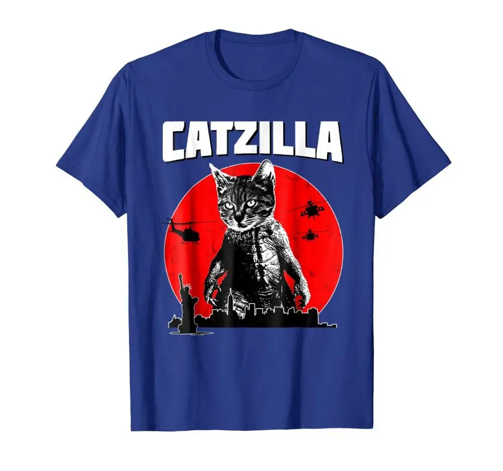 Кота Zilla-с забавным котенком футболка для любителей кошек к Хэллоуину 2019 новый