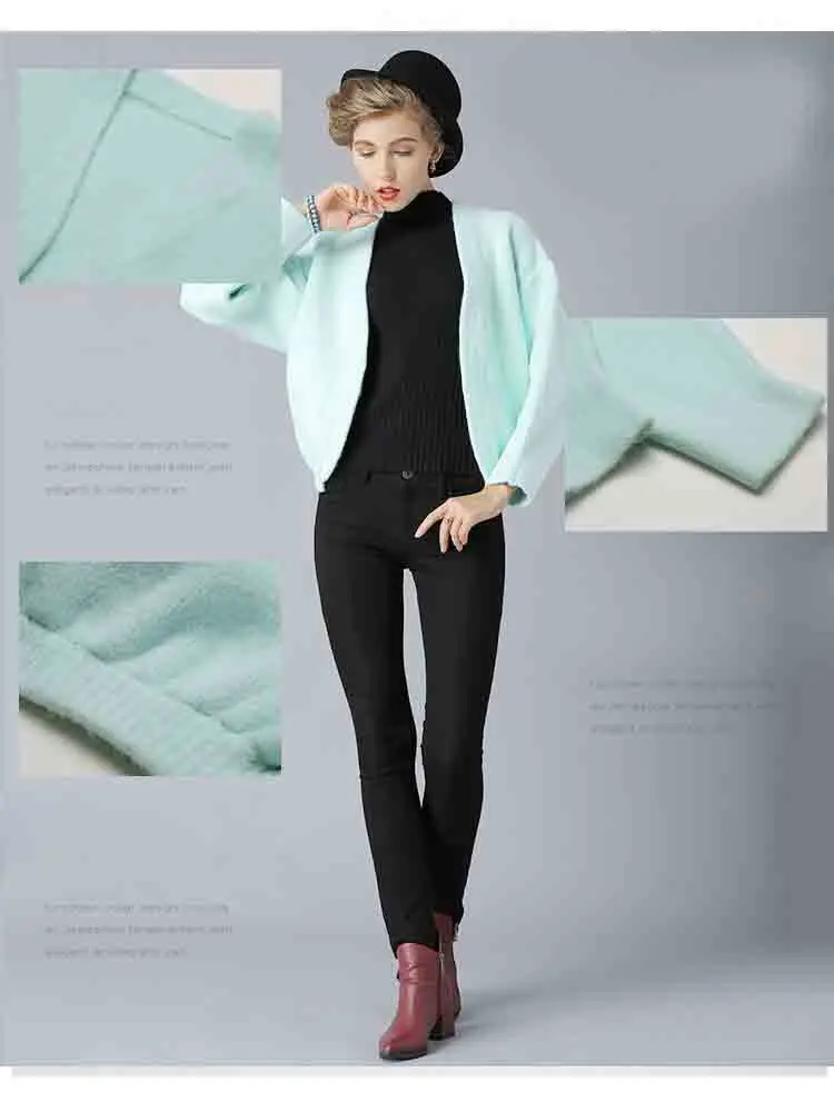 New European and American large size women's knit short sleeve sweater thick winter sweater coat ladies tide (3)