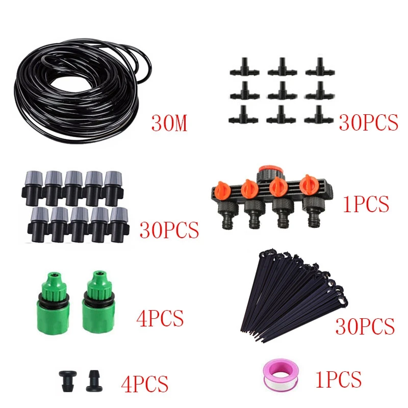 New-30M Garden Diy Micro-Drip Irrigation System Plant Self Automatic Watering Timer Garden Hose Kits With Adjustable Dripper