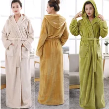 Махровые халаты с капюшоном, хлопковый фланелевый Халат, женский халат, осенний и зимний впитывающий отходы плотный мягкий длинный халат