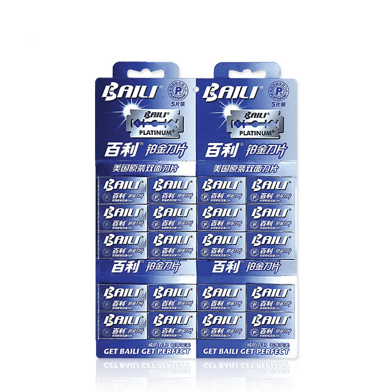 

BAILI 100 PCs Men's Manual Razor Blade US Production Of Platinum Blades Safety Razor Double Edge Blades