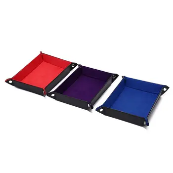 

PU Leather Dice Holder Folding Rectangle Tray W/purple Velvet For RPG, DnD And Other Table Games