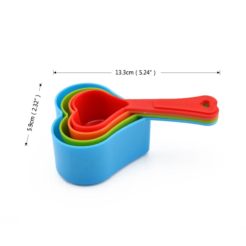 4 шт. мерные чашки в форме сердца, креативная АБС-пластиковая мерная ложка с ручкой, стиль укладки, кухонные принадлежности для приготовления пищи и выпечки