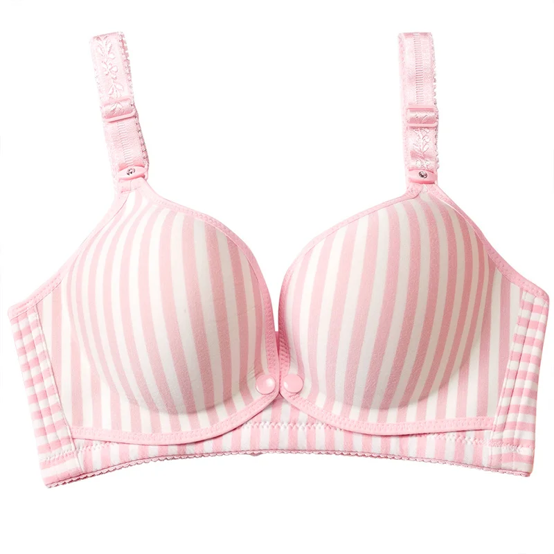 Women Lingerie Push-up Plus Size Stripes 3/4 Cup Front Opening Steel Buckle Wire free Women Nursing Bra 2018 Newest 1Pcs