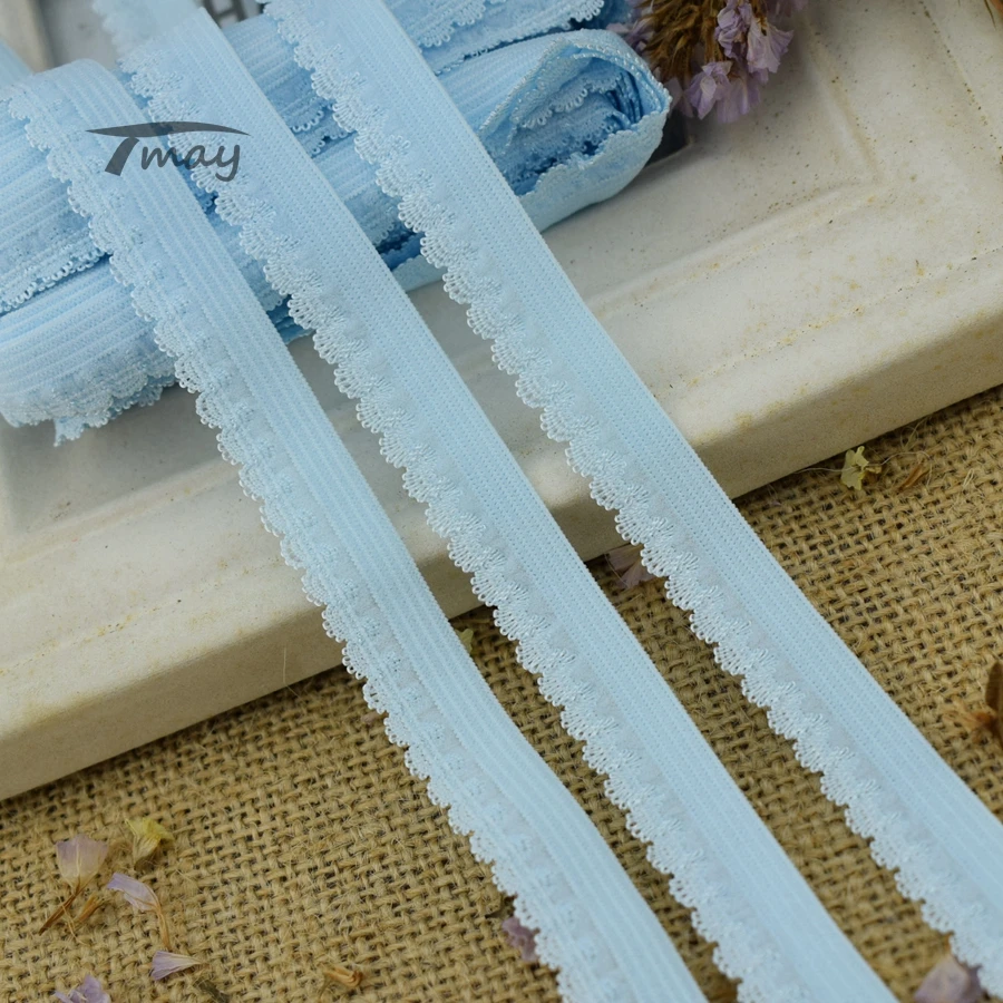 

#1338 Light Blue Color 8 yards/lot Stretch Elastic Lace Edge Trim Sewing Baby Underwear Pants Garters Fabric