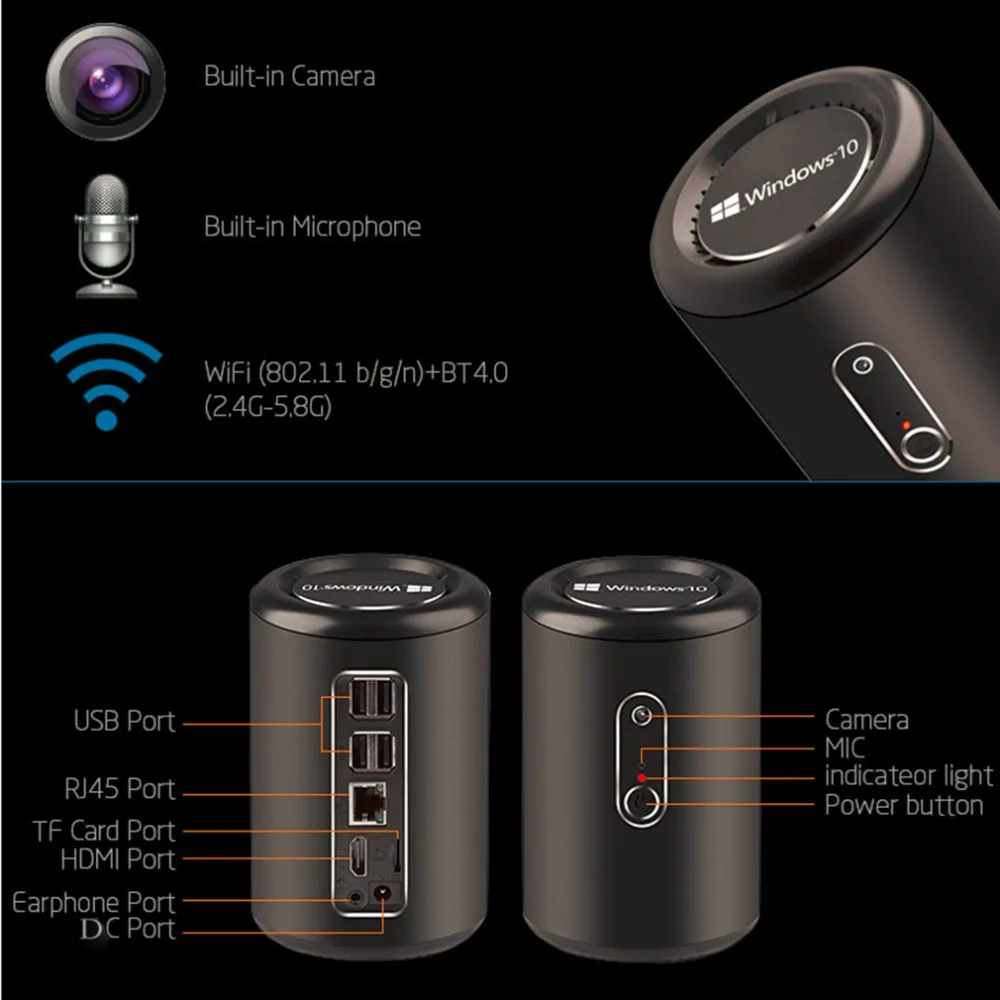 New Windows 10 MINI PC Host 32G Memory Bay Trail CR 2.4G WIFI With MIC EU Plugest Wholesale